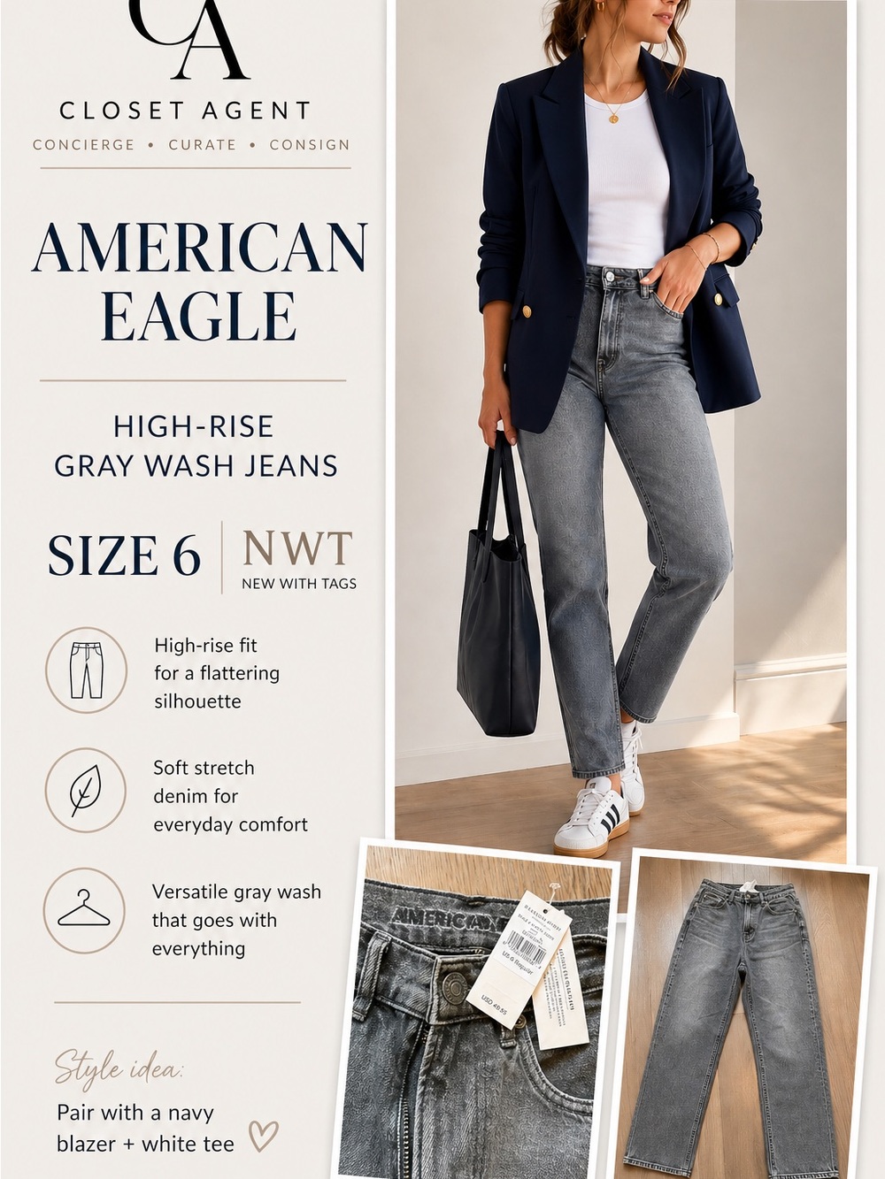 American Eagle Outfitters High-Rise Gray Wash Jeans
